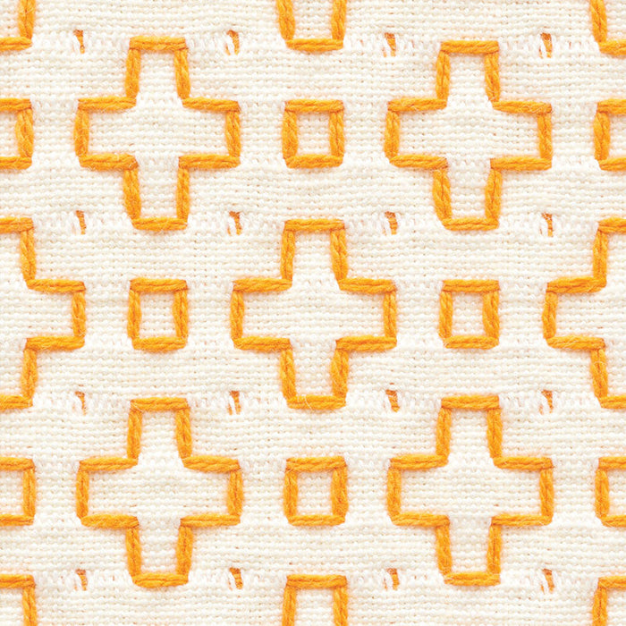 Schumacher Scout Embroidery Orange Fabric Sample 73562