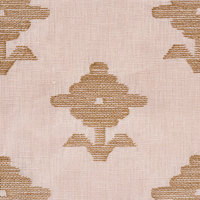 Schumacher Rubia Embroidery Blush Fabric Sample 74161