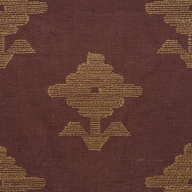 Schumacher Rubia Embroidery Umber Fabric 74162