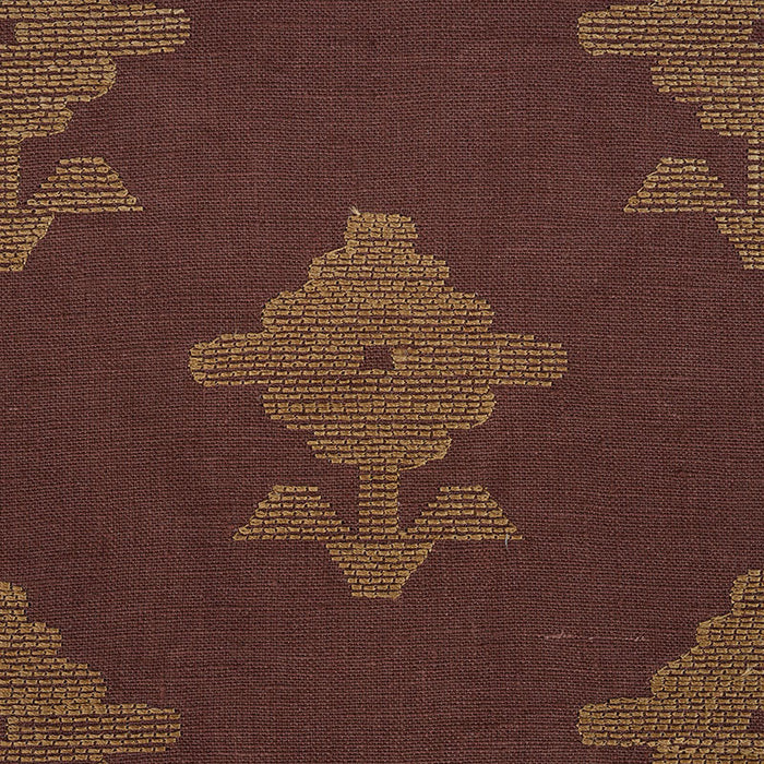 Schumacher Rubia Embroidery Umber Fabric Sample 74162