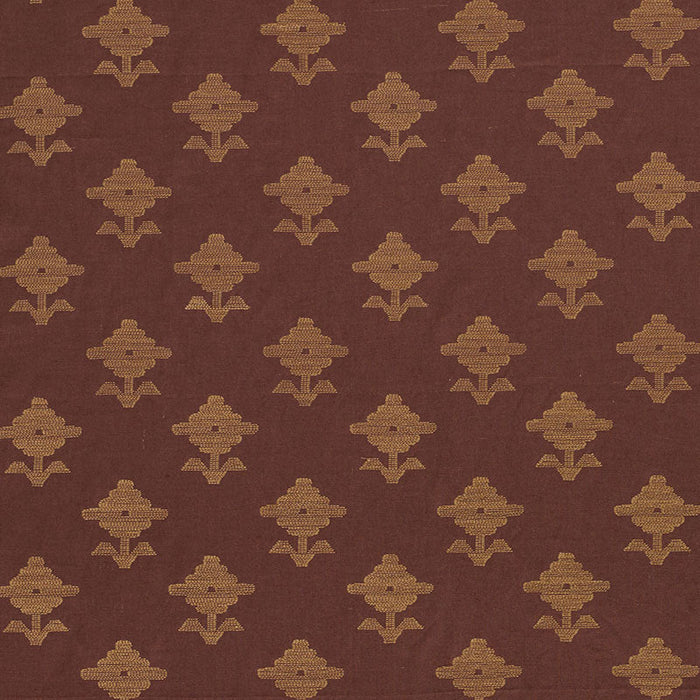 Schumacher Rubia Embroidery Umber Fabric Sample 74162