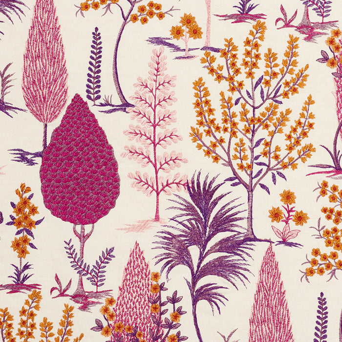 Schumacher Pandora Embroidery Aubergine Fabric Sample 74171