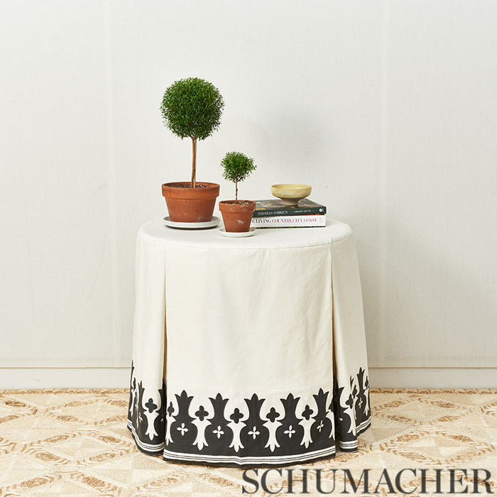 Schumacher Bergama Carbon & Ivory Fabric Sample 74181