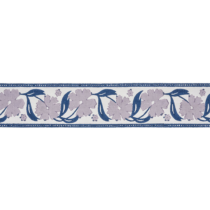 Schumacher Adra Hand Blocked Tape Lilac & Blue Trim 74401