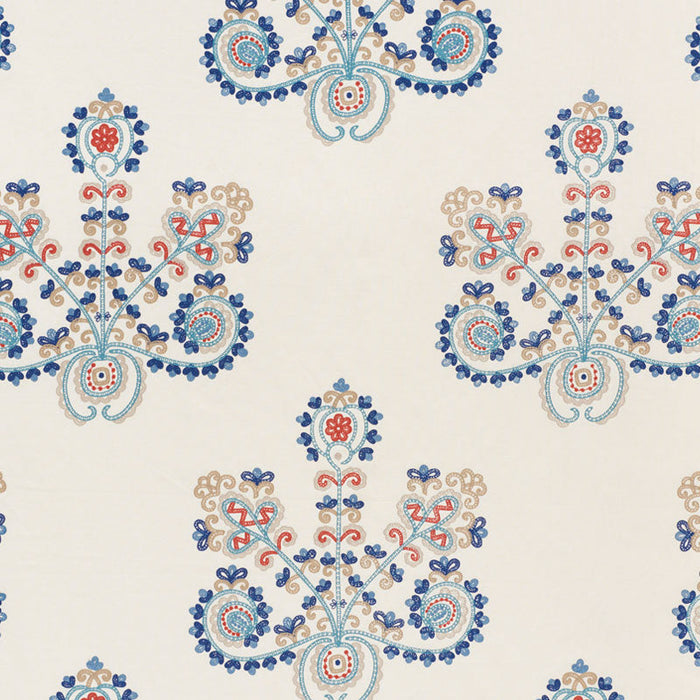 Schumacher Estrella Indigo Spice Fabric Sample 74450