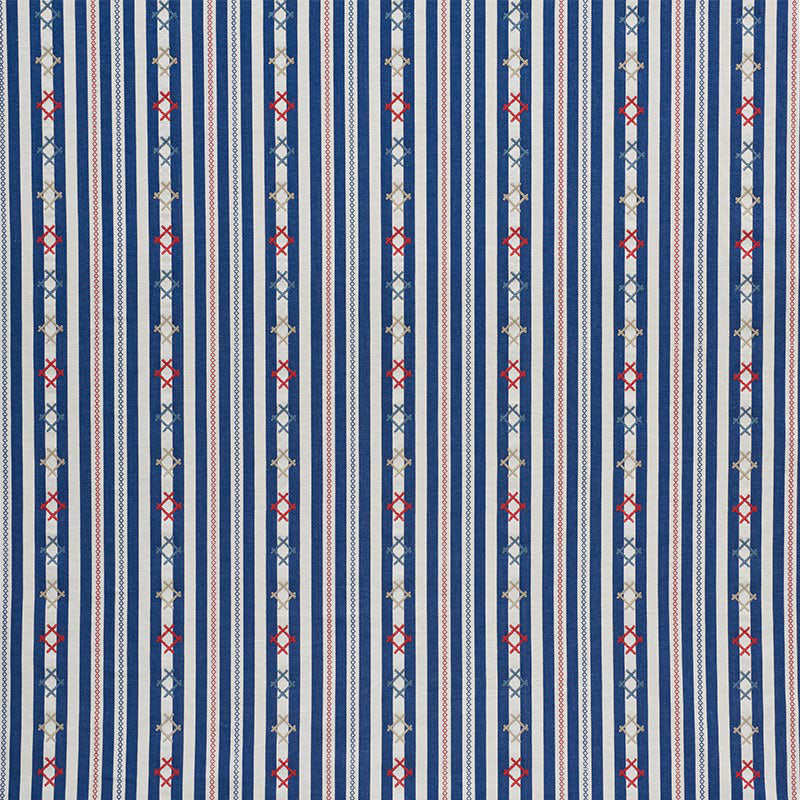 Schumacher Rhodes Stripe Navy Fabric 74460