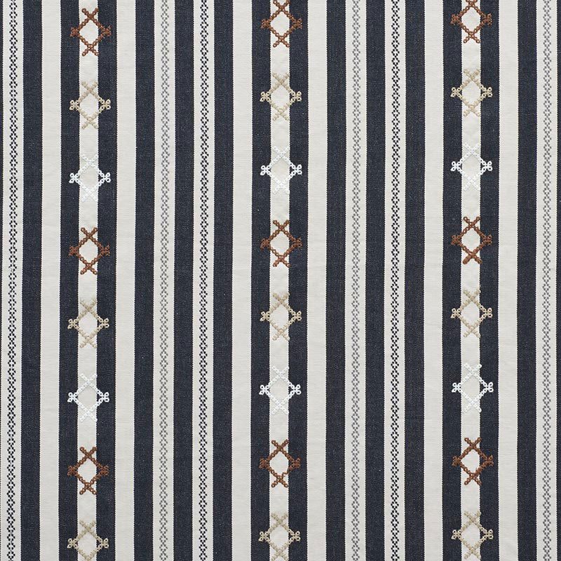 Schumacher Rhodes Stripe Black Fabric 74461