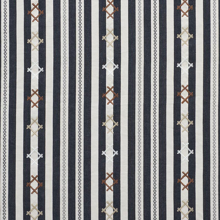 Schumacher Rhodes Stripe Black Fabric Sample 74461