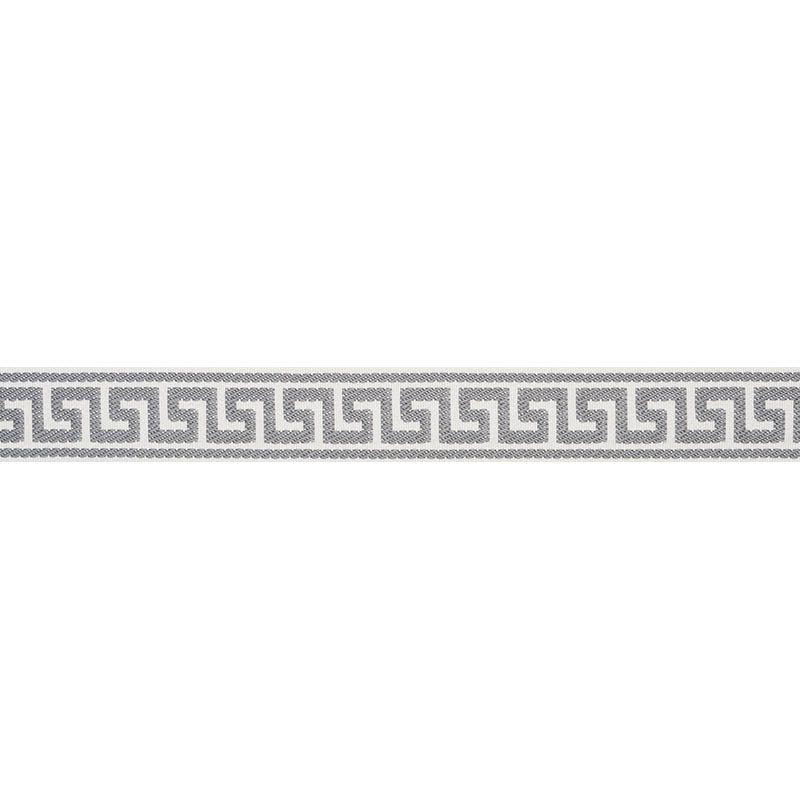 Schumacher Etienne Silk Greek Key Narrow Grey Trim 74688