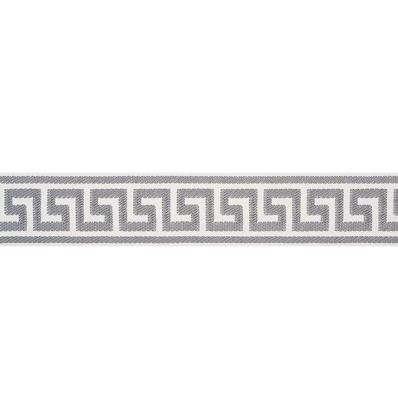 Schumacher Etienne Silk Greek Key Wide Grey Trim 74708