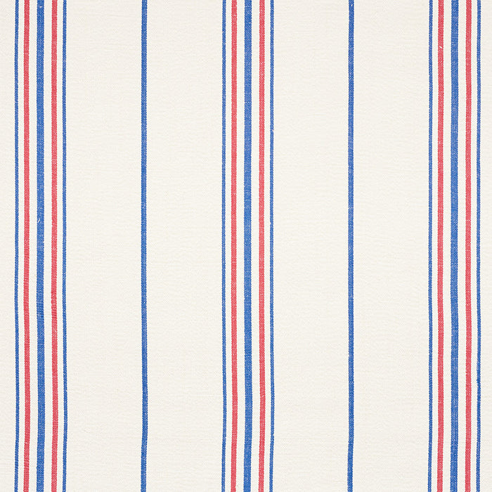 Schumacher Scarset Stripe Blue  & Red Fabric Sample 75261