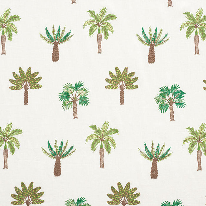 Schumacher Palmetto Beach Embroidery Green Fabric Sample 75300