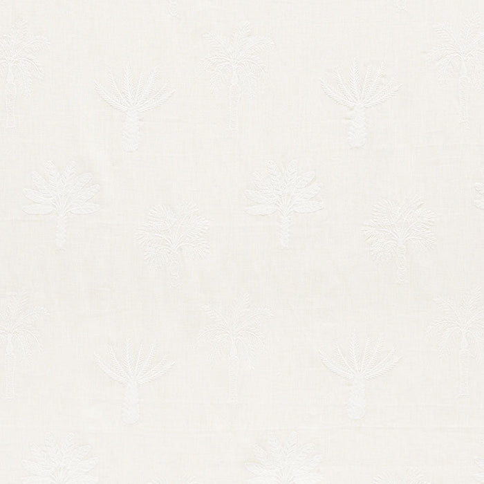 Schumacher Palmetto Beach Embroidery Ivory Fabric Sample 75302