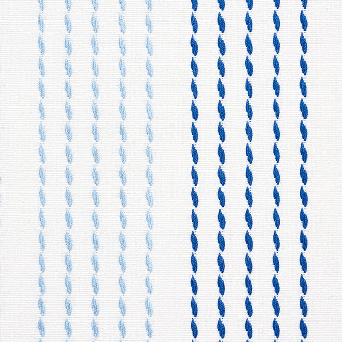 Schumacher Running Stitch Blues Fabric Sample 75320