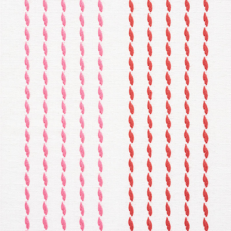 Schumacher Running Stitch Red & Pink Fabric 75321