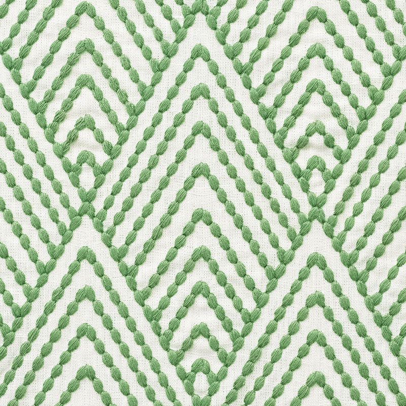 Schumacher Avila Embroidery Green Fabric 75370