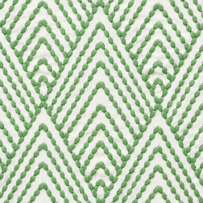 Schumacher Avila Embroidery Green Fabric Sample 75370