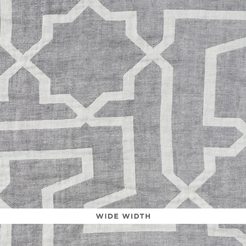 Schumacher Arabesque Maze Sheer Grey Fabric 75870