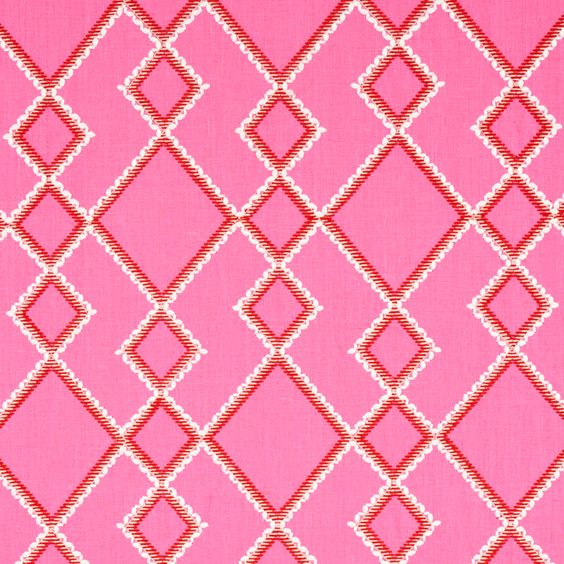 Schumacher Branson Embroidery Pink Fabric 75890