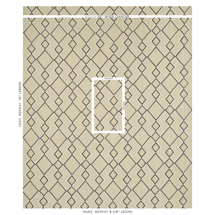 Schumacher Branson Embroidery Taupe Fabric Sample 75892