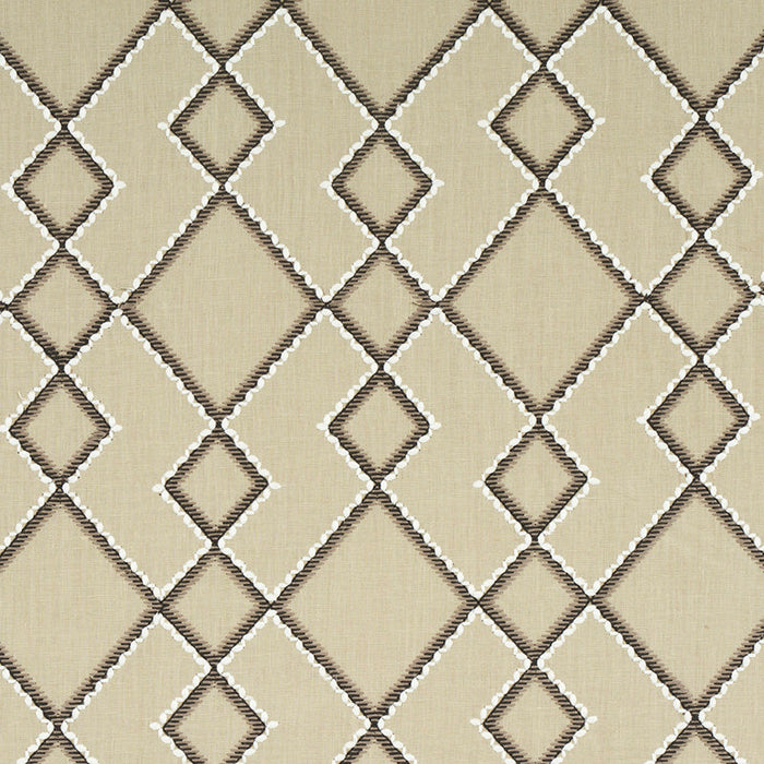 Schumacher Branson Embroidery Taupe Fabric Sample 75892