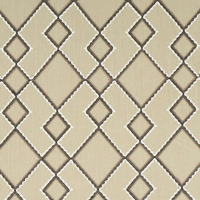 Schumacher Branson Embroidery Taupe Fabric 75892