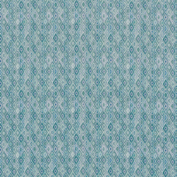 Schumacher Diamond Strie Peacock Fabric Sample 75920