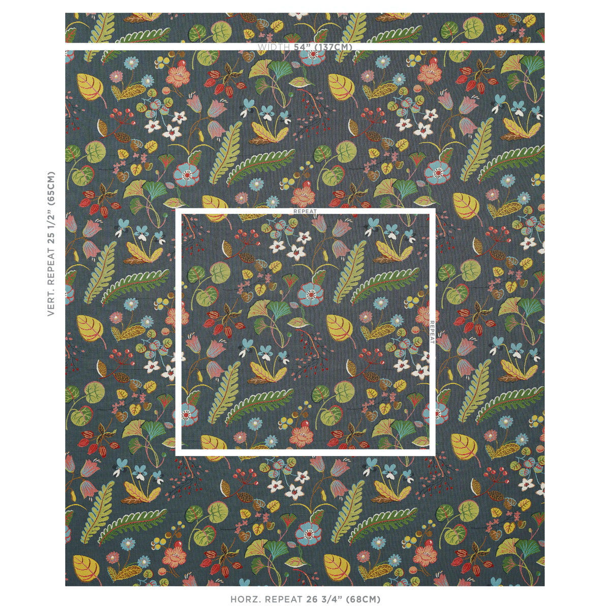 Schumacher Botanica Indoor/Outdoor Charcoal Fabric 75941