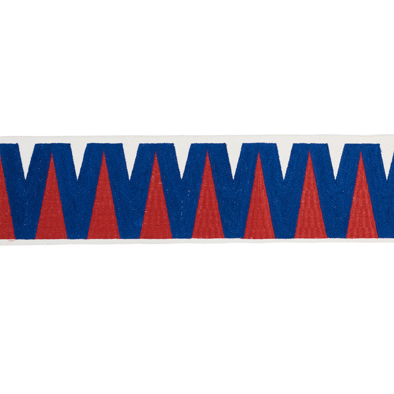 Schumacher Prado Tape Blue & Red Trim 76063