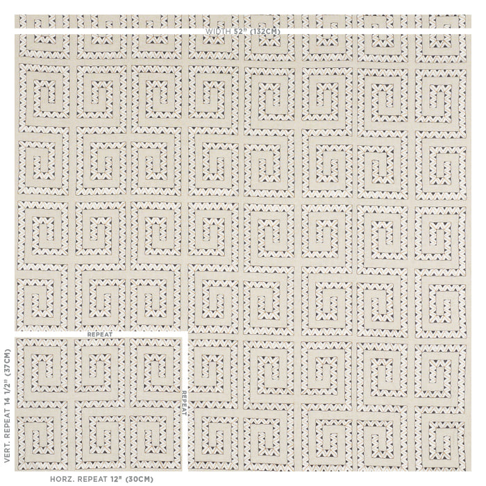 Schumacher Prado Embroidery Graphite Fabric 76070