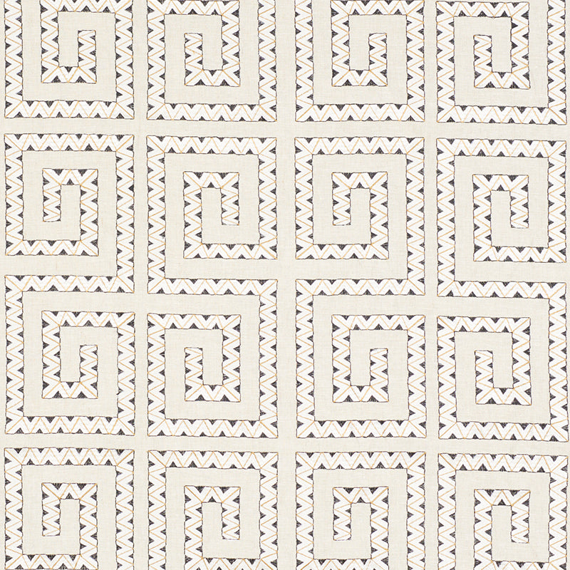 Schumacher Prado Embroidery Graphite Fabric 76070