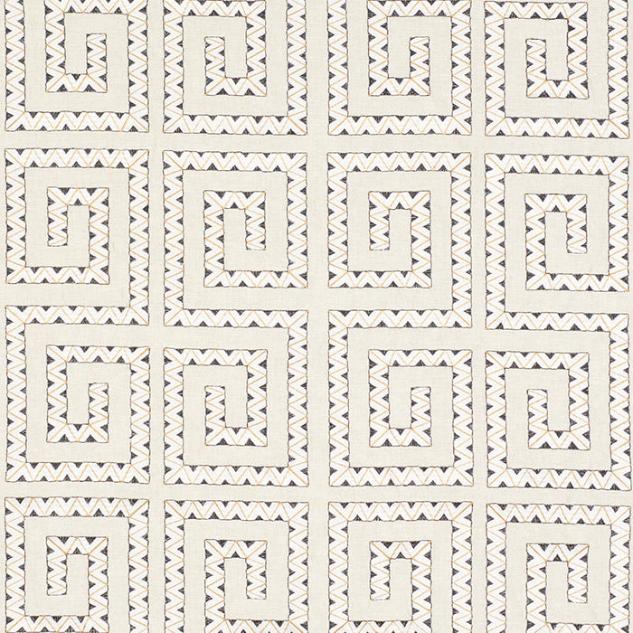 Schumacher Prado Embroidery Graphite Fabric Sample 76070