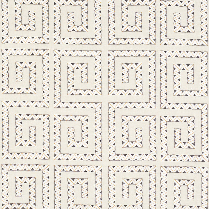 Schumacher Prado Embroidery Graphite Fabric 76070