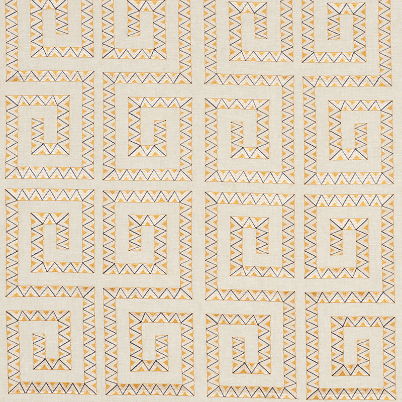 Schumacher Prado Embroidery Saffron Fabric 76071