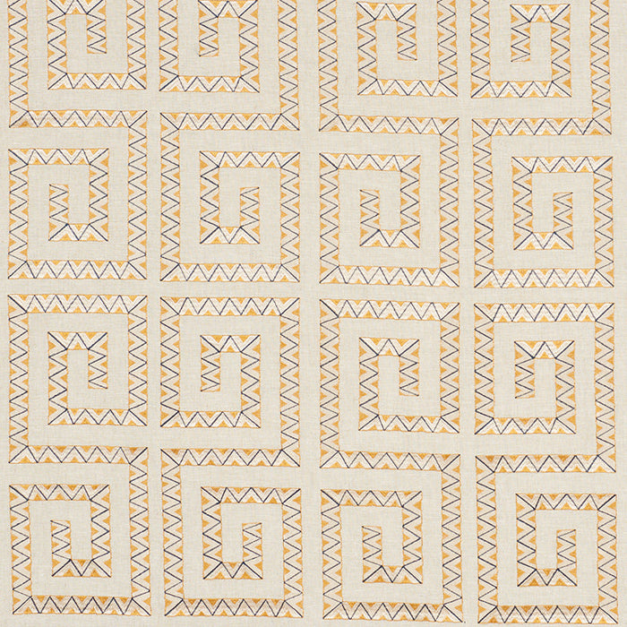 Schumacher Prado Embroidery Saffron Fabric Sample 76071