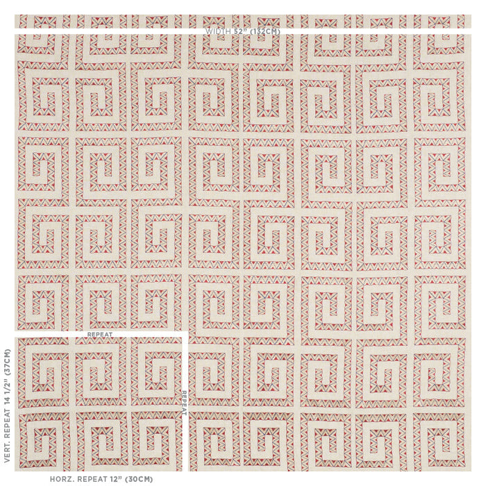 Schumacher Prado Embroidery Red Fabric Sample 76072