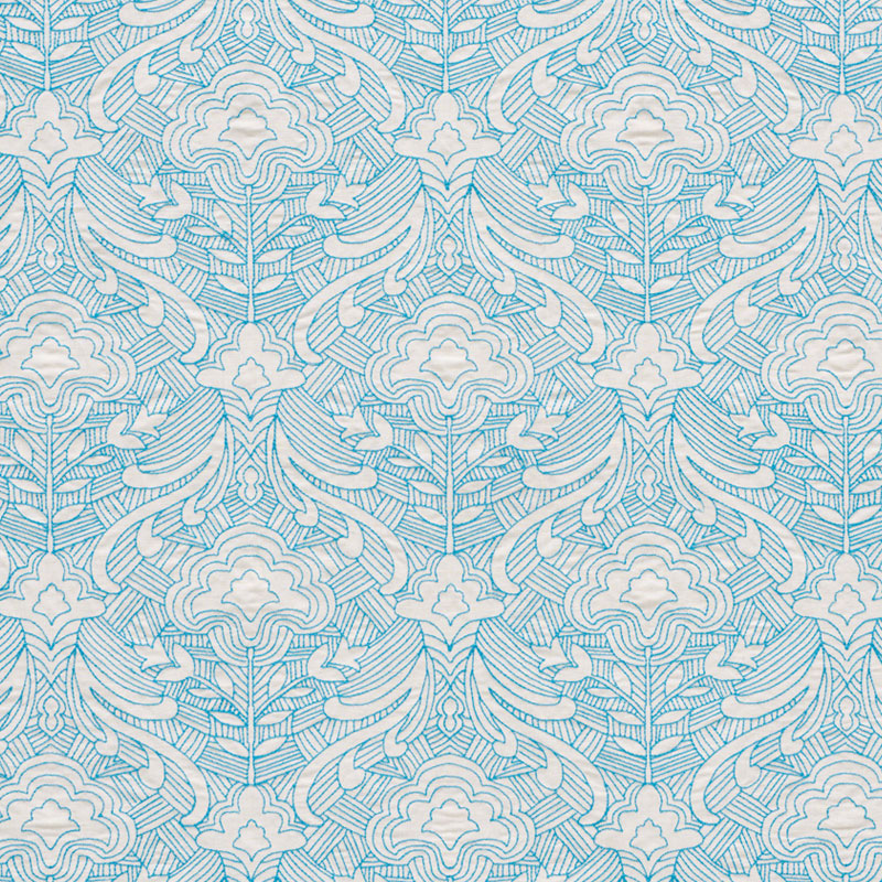 Schumacher Hendrix Embroidery Blue Fabric 76160