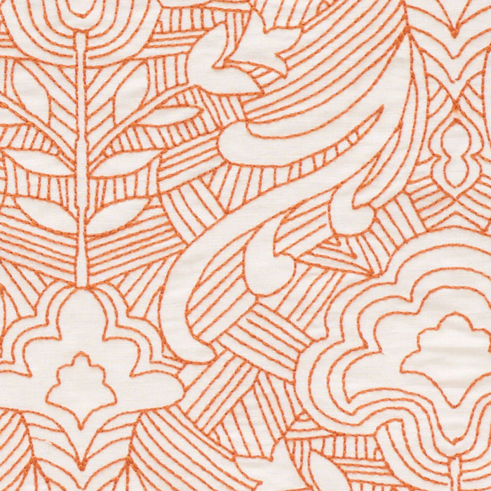 Schumacher Hendrix Embroidery Orange Fabric 76161