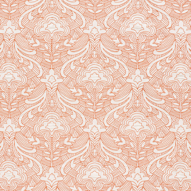 Schumacher Hendrix Embroidery Orange Fabric 76161