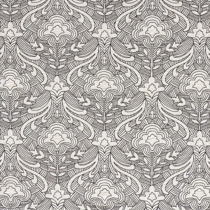 Schumacher Hendrix Embroidery Black Fabric Sample 76162