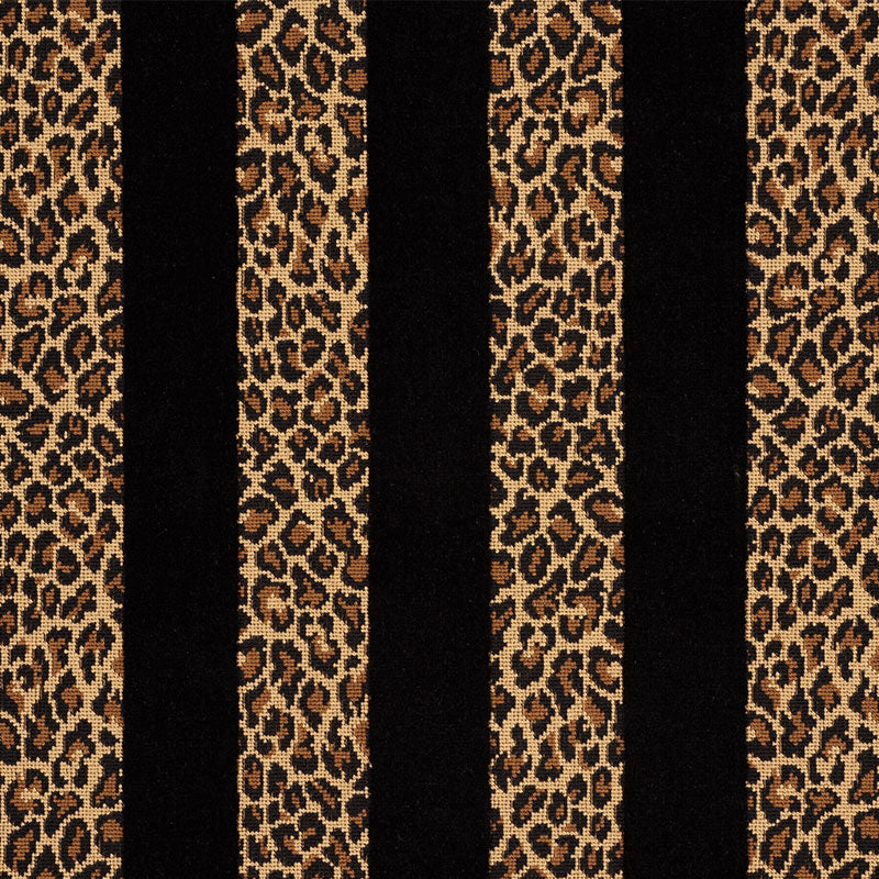 Schumacher Guepard Stripe Velvet Black Fabric 77142