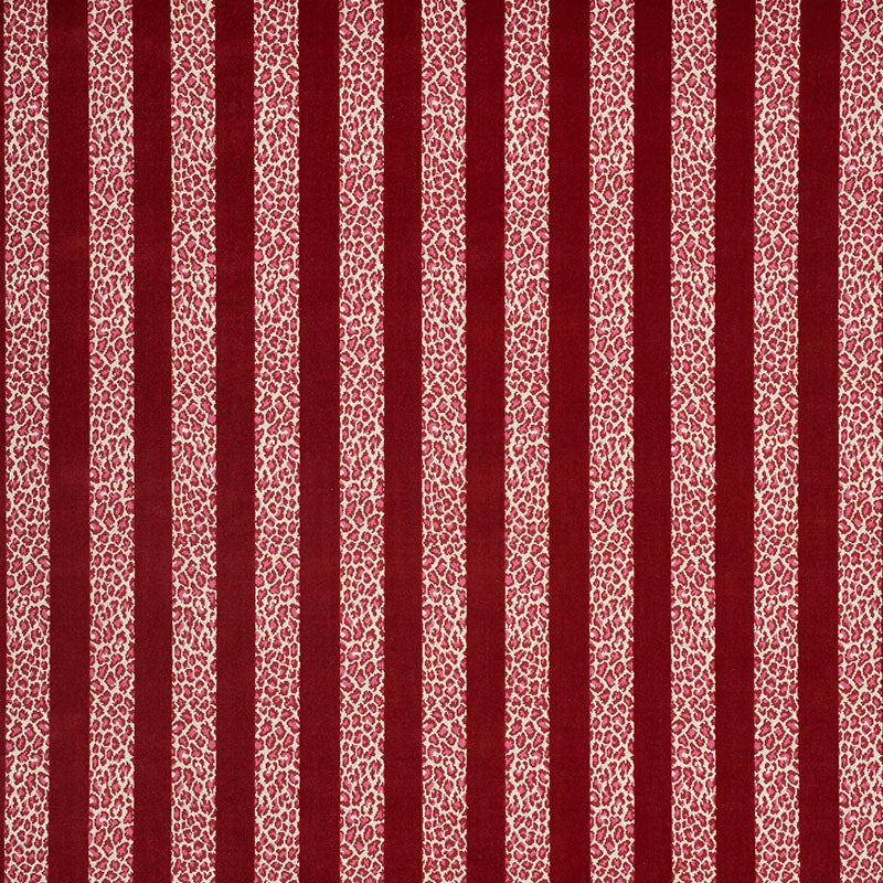 Schumacher Guepard Stripe Velvet Red Fabric 77143