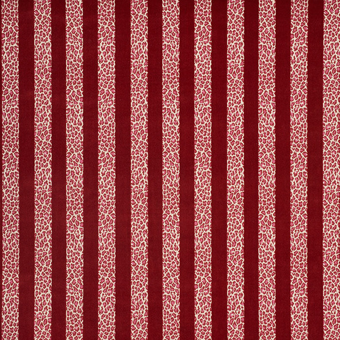 Schumacher Guepard Stripe Velvet Red Fabric Sample 77143