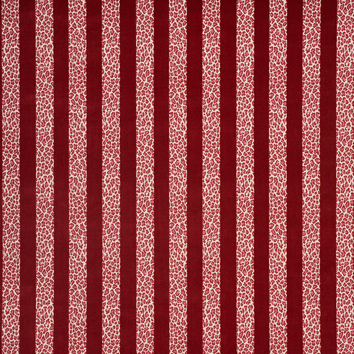 Schumacher Guepard Stripe Velvet Red Fabric 77143