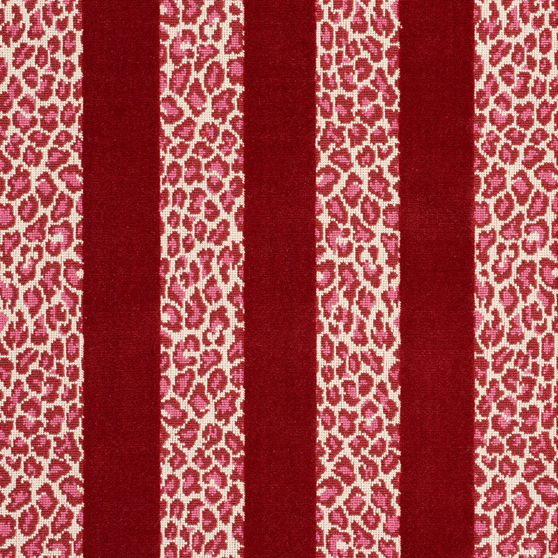 Schumacher Guepard Stripe Velvet Red Fabric Sample 77143