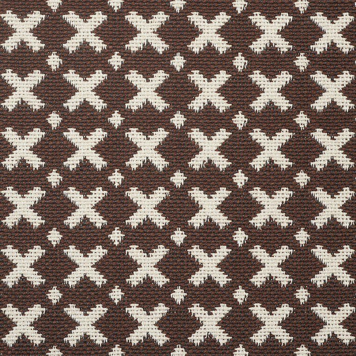 Schumacher Elias Brown & Ecru Fabric Sample 77202