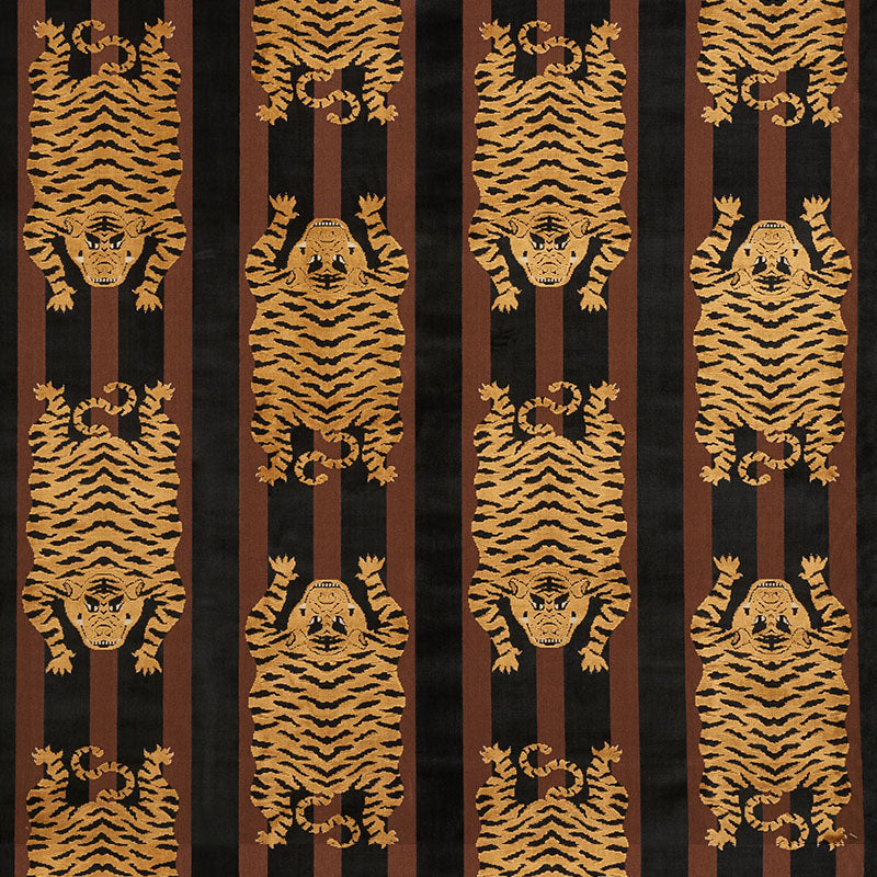 Schumacher Jokhang Tiger Velvet Brown & Black Fabric 77232