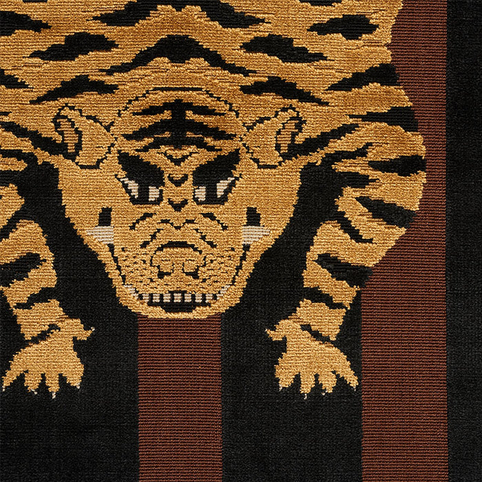 Schumacher Jokhang Tiger Velvet Brown & Black Fabric 77232