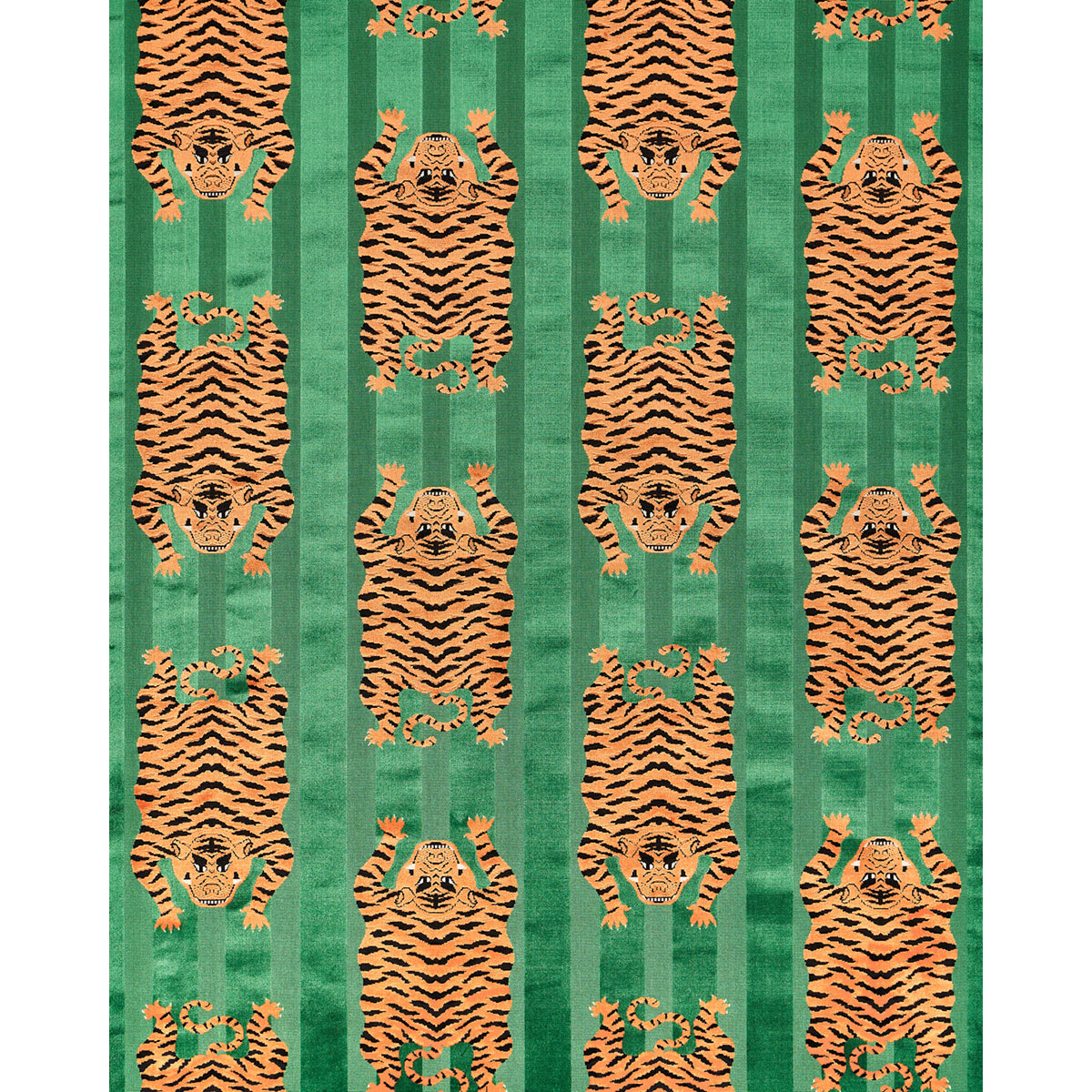 Schumacher Jokhang Tiger Velvet Green Fabric Sample 77233