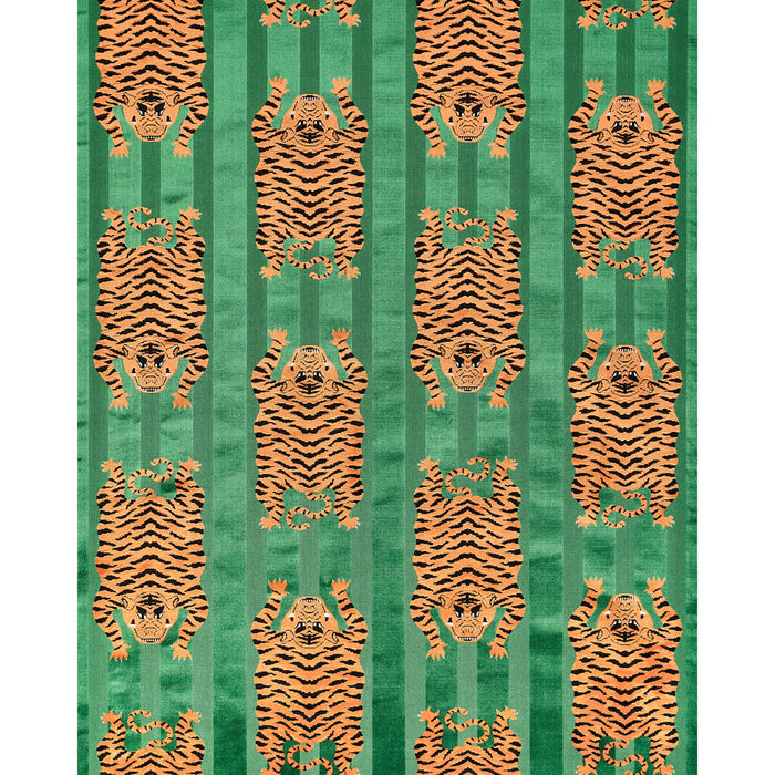 Schumacher Jokhang Tiger Velvet Green Fabric Sample 77233